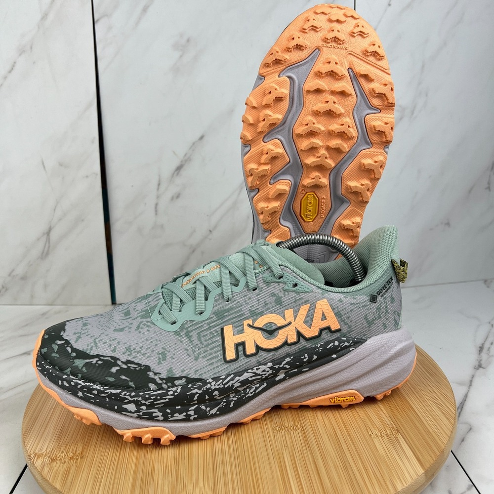 Hoka One Speedgoat 6 Gore-Tex Womens Size 6B Jade Ash Grey Hiking Shoes 1155151